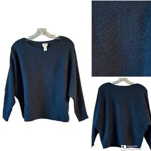 Chicos navy blue boatneck dolman sleeve sweater